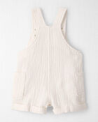 Baby Gauze Sleeveless Shortall in White, image 3 of 5 slides