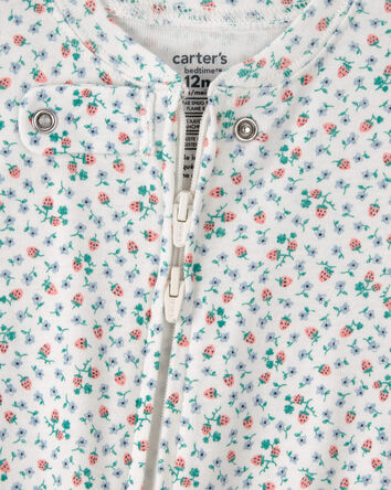 Baby Girl Strawberry 100% Cotton Snug Fit 1-Piece Pajama Set, 