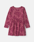 Filles - Robe manches longues &agrave; motif floral &ndash; Rose, image 1 sur 3 diapositives