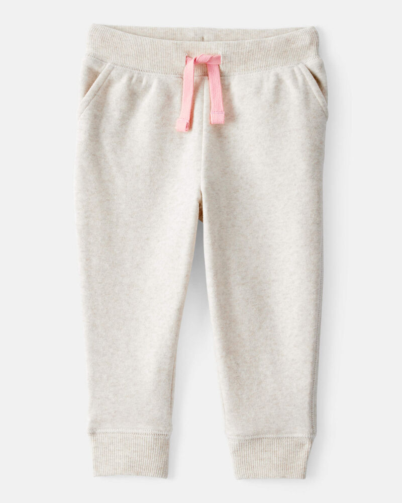 Baby Girl Solid French Terry Drawstring Joggers, image 1 of 4 slides
