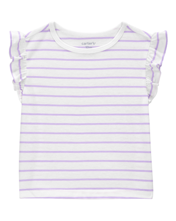 Baby Striped Flutter Short-Sleeve Tee - Purple, 