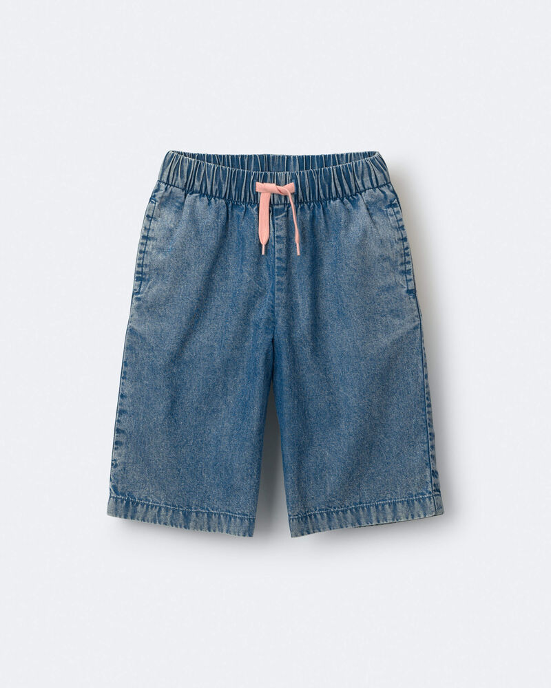 Toddler Girl Wide-Leg Cropped Pant in Chambray, image 2 of 7 slides