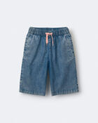 Toddler Girl Wide-Leg Cropped Pant in Chambray, image 2 of 7 slides