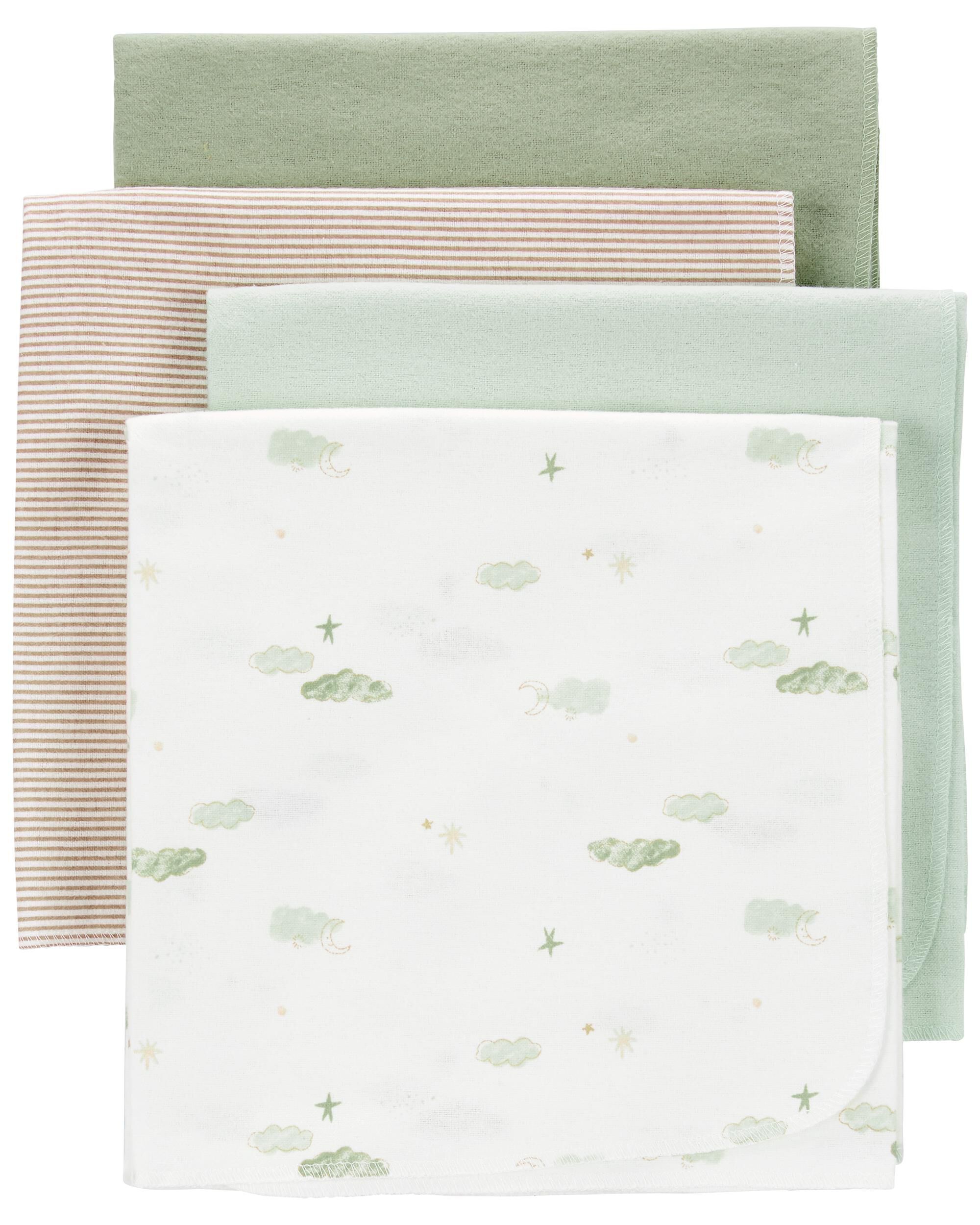 Green White Baby 4 Pack Receiving Blankets Carter s Oshkosh Canada