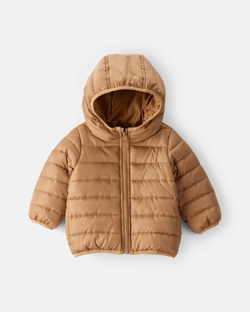 Baby Boy Midweight Packable Puffer - Brown, image 1 of 4 slides