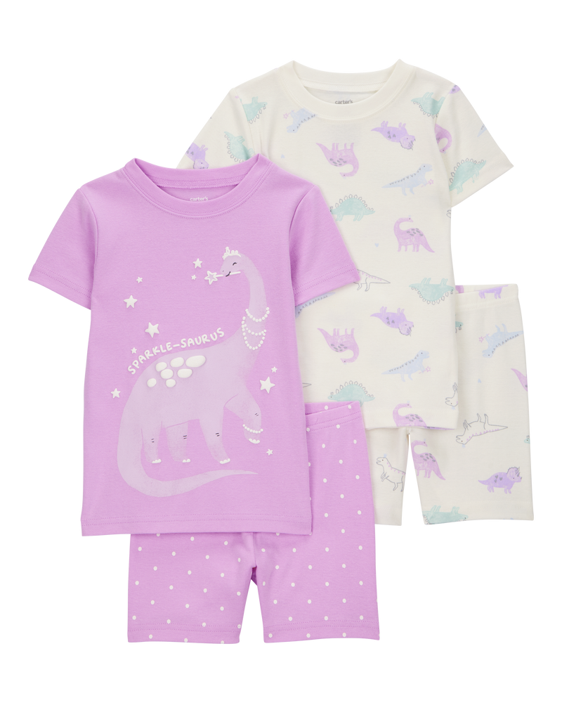 Toddler Dinosaur Print Snug Fit Cotton 4-Piece Pyjamas, image 1 of 5 slides