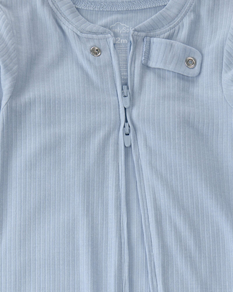 Baby PurelySoft 2-Way Zip 1-Piece Pajama - Blue, image 3 of 7 slides