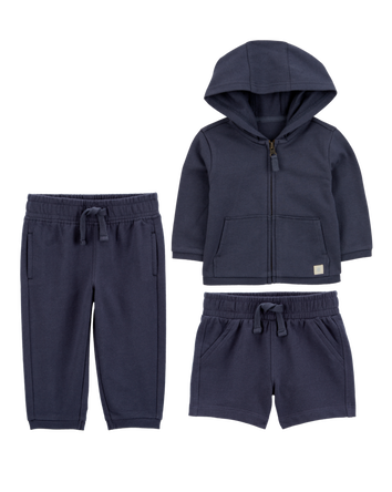 Baby 3-Piece French Terry Mix-and-Match Outfit Set - Navy, 
