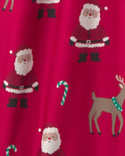Adult Beige Santa Christmas Fleece Loose Fit Pyjama Bottoms - Red, image 2 of 4 slides
