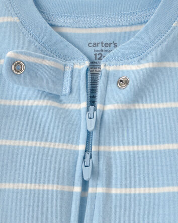 Baby Alligator Striped 100% Cotton Snug Fit 1-Piece pyjama - Blue, 