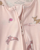 Baby Girl Woodland PurelySoft&trade; 2-Way Zip Sleeper - Pink, image 7 of 9 slides