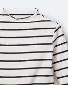 Toddler Girl Striped Mock Neck Long-Sleeve Top - Black/White, image 6 of 6 slides