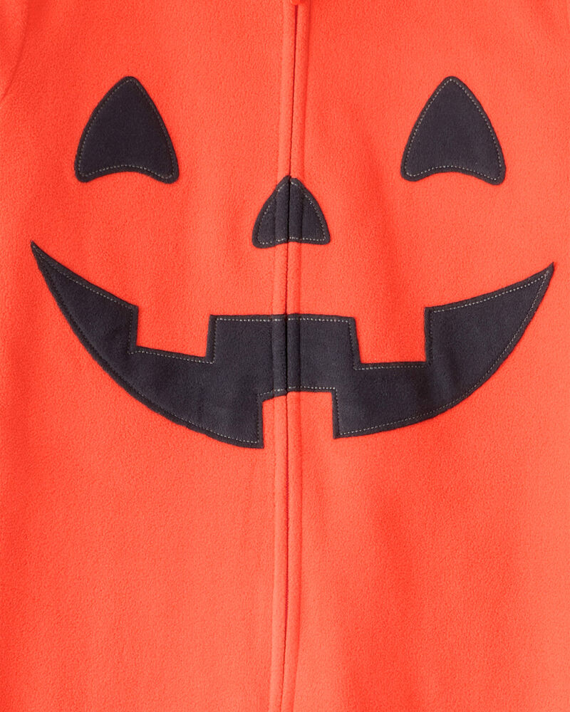 Kid Halloween Jack-O-Lantern Hooded Zip-Up Jumpsuit, image 2 of 3 slides