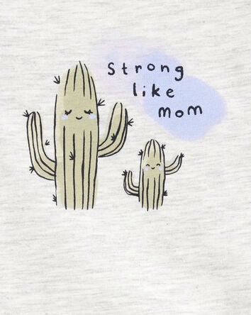 Baby Strong Like Mom Cactus Short-Sleeve Bodysuit, 