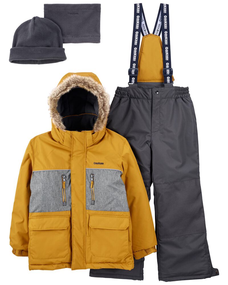 Mustard, Grey 2-Piece Snowsuit With Bonus Hat & Neck Warmer | carters.com