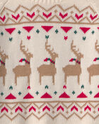 Girls Reindeer Fair Isle Sweater - Cream, image 2 of 3 slides