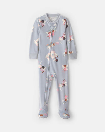 Baby Girl 1-Piece Fairies 2-Way Zip DreamPlush Snug Fit Footed Pyjama - Blue, 