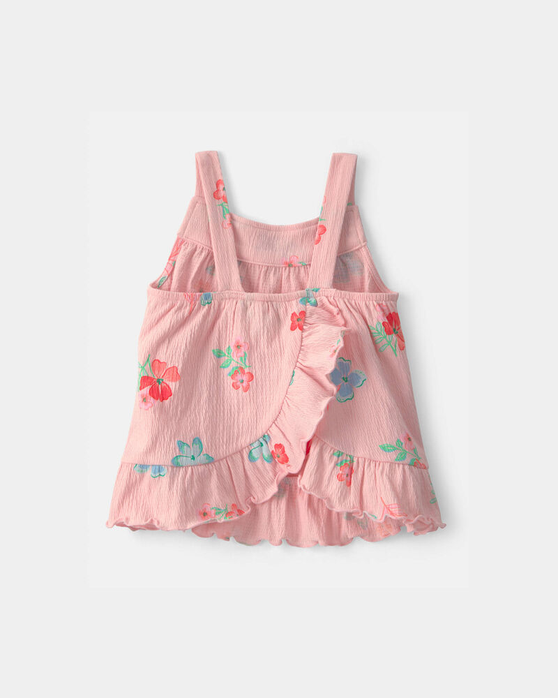 Toddler Girl 2-Piece Floral Ruffle Top & Short Set - Pink, image 2 of 5 slides