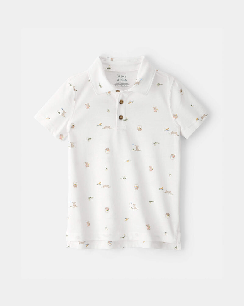 Toddler Boy Easter Bunny Polo Shirt - White, image 1 of 5 slides