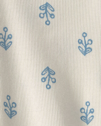 Baby Girl Floral Ribbed Tee - Ivory, 