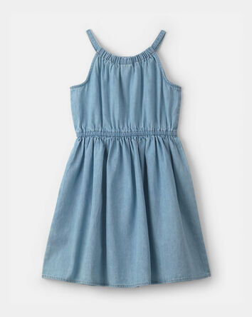 Filles - Robe en chambray denim - D&eacute;lav&eacute; clair, 