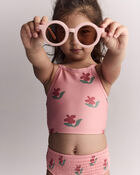 Toddler Girl Smocked Tankini in Floral Print - Pink, image 3 of 7 slides