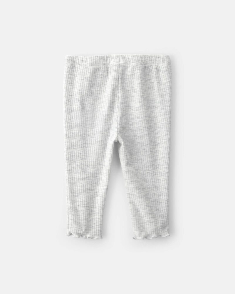 Baby Girl Rib Pull-On Leggings - Grey, image 2 of 4 slides