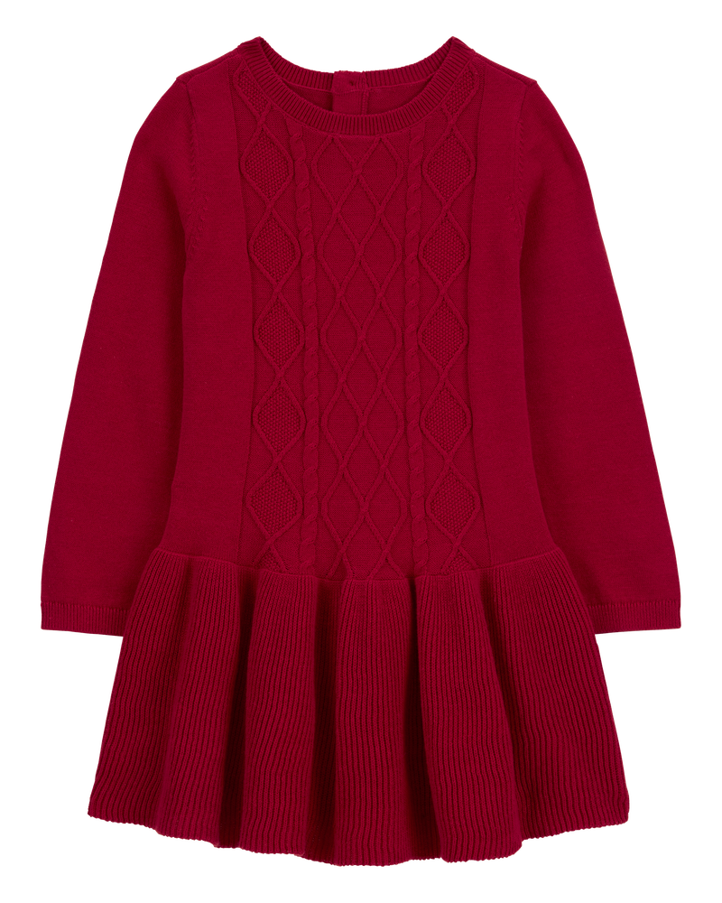 Toddler Cable Knit Sweater Dress, image 1 of 4 slides