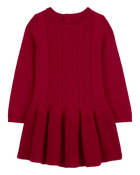 Toddler Cable Knit Sweater Dress, image 1 of 4 slides