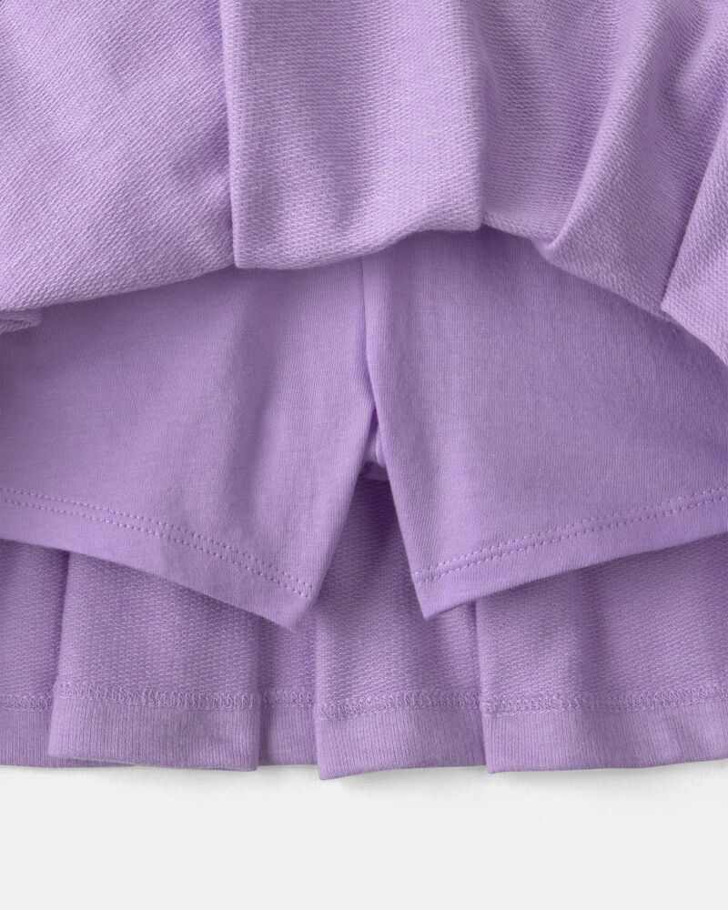 Filles - Jupe-short &agrave; smocks en jersey bouclette - Mauve, image 2 sur 3 diapositives