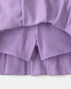 Filles - Jupe-short &agrave; smocks en jersey bouclette - Mauve, image 2 sur 3 diapositives