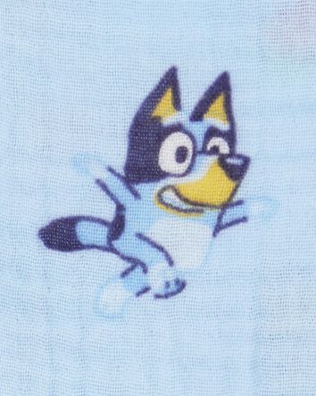 Bébé Ensemble 2 pièces haut en tissu gaze à manches volantées imprimé de Bluey et short - Bleu, 