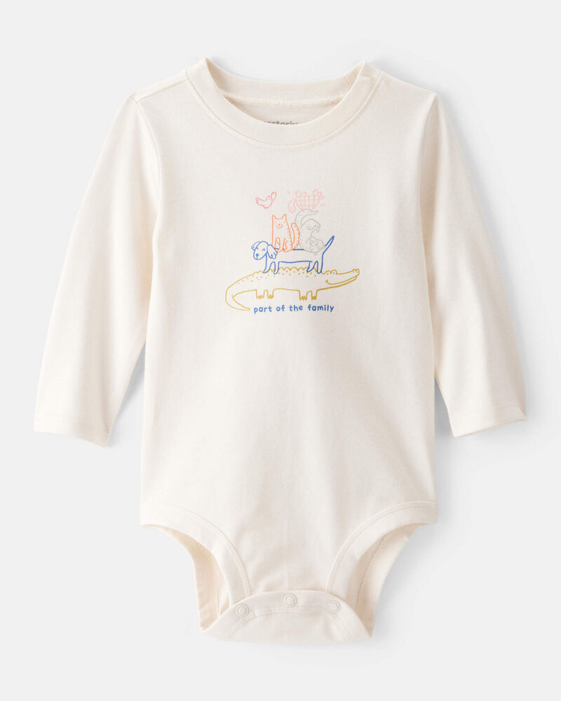 Baby Family Cotton Long-Sleeve Graphic Bodysuit - White, image 1 of 3 slides