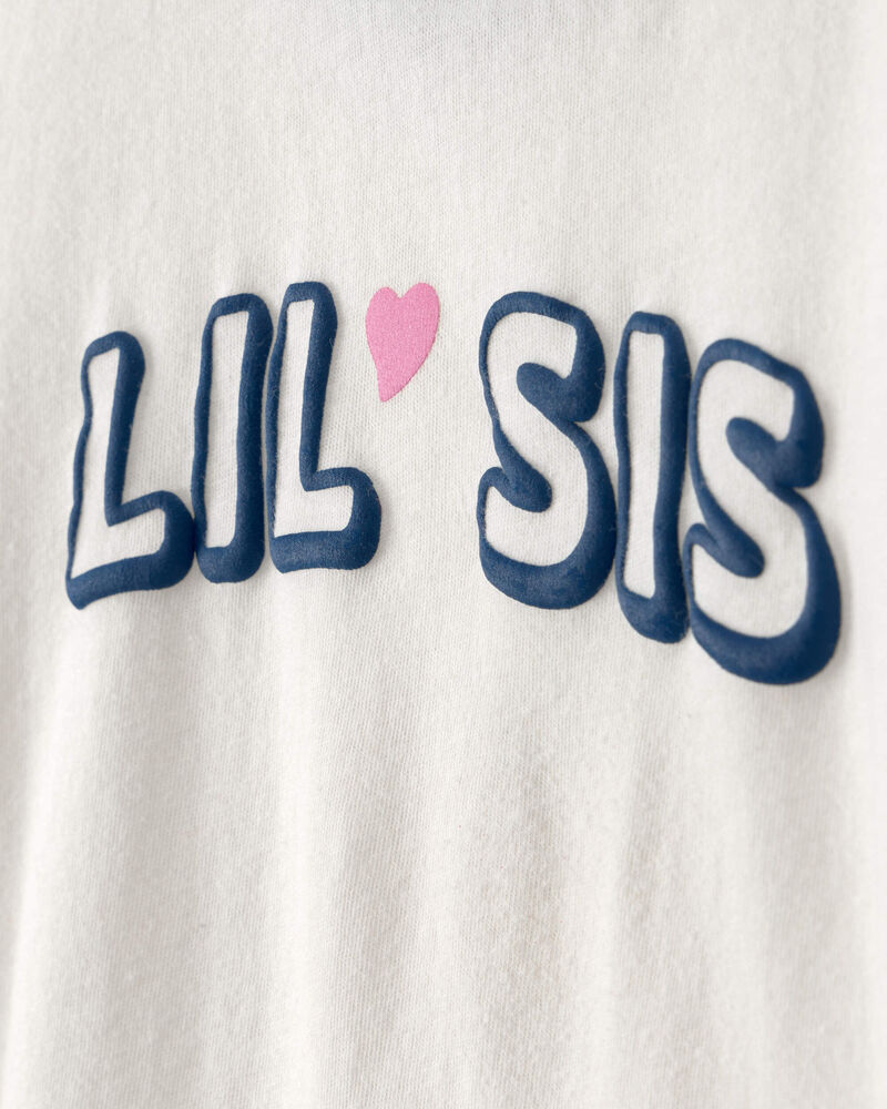 Toddler Girl 'Lil Sis' Graphic Tee - Ivory, image 2 of 4 slides