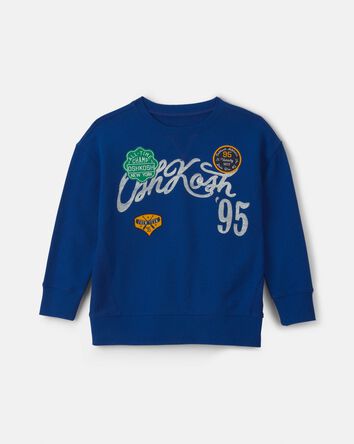 Boys 'OshKosh' Logo Pullover Sweatshirt - Navy Blue, 