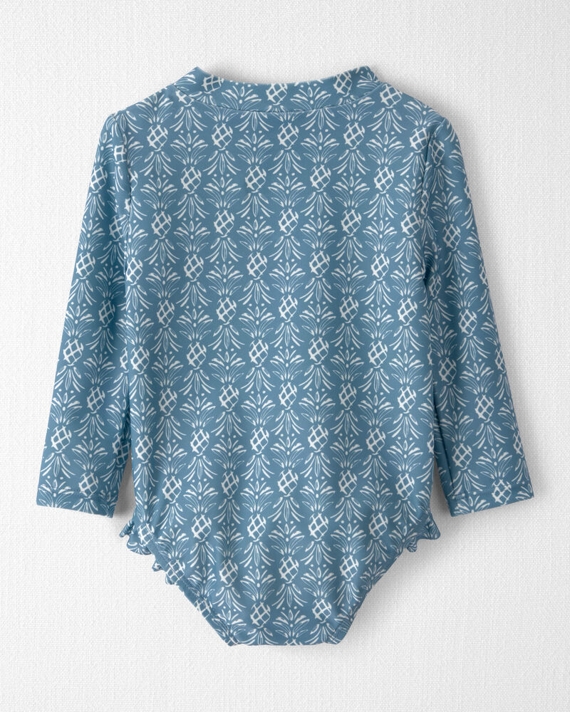 Baby Girl Recycled Long-Sleeve Rashguard Swimsuit in Bloom Lagoon Print, image 2 of 5 slides
