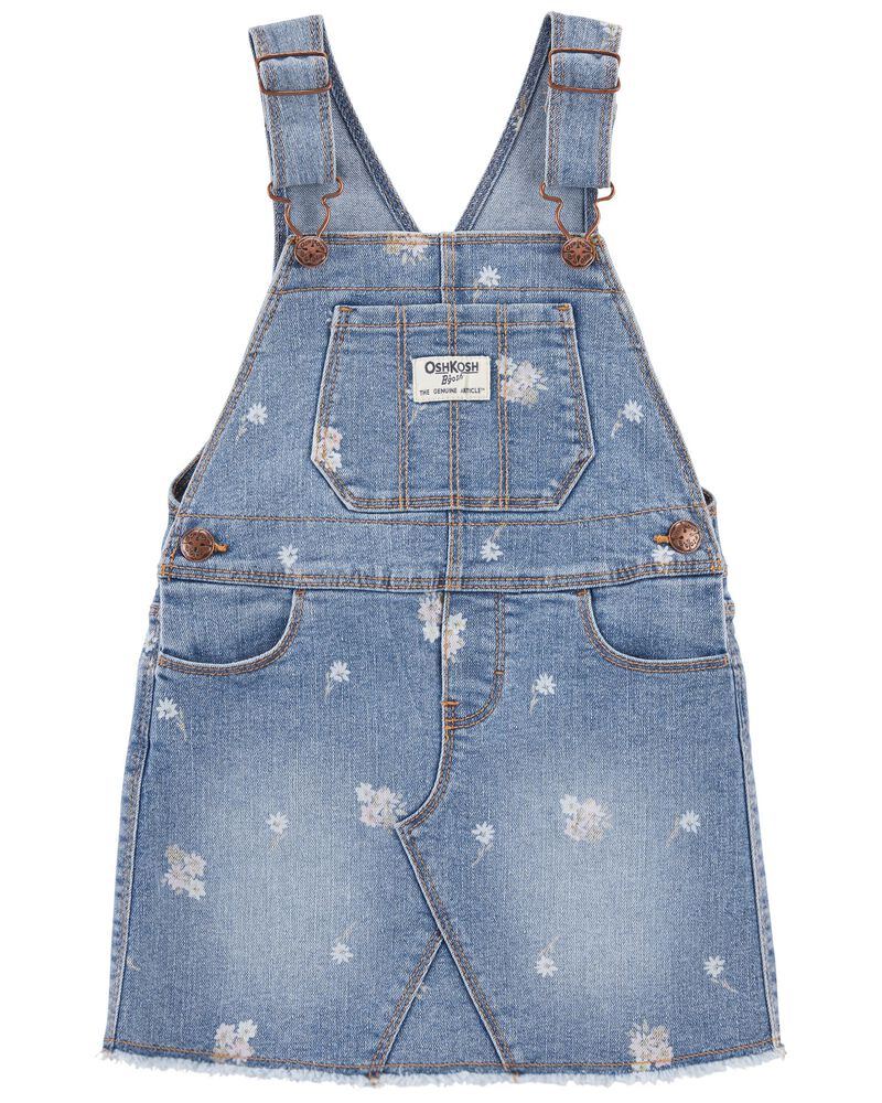 Blue Floral Print Denim Skirtall