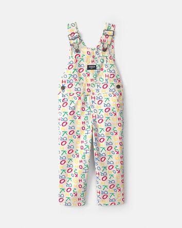 Toddler Alphabet Overalls - White, 