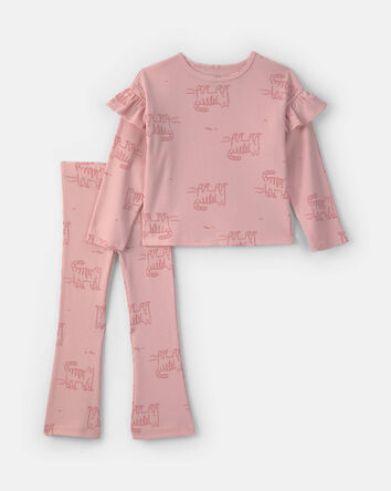 Toddler Girl Dog Long-Sleeve Top & Pant Set - Pink, 