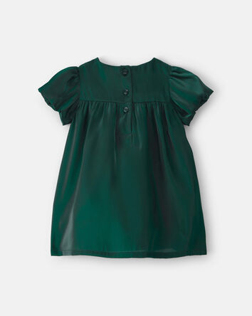Baby Girl Poplin Short-Sleeve Dress - Green, 