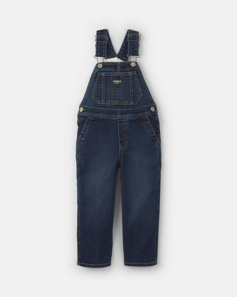 Tout-petit - Salopette en denim avec &eacute;lastiques sur les courroies - D&eacute;lav&eacute; fonc&eacute;, image 1 sur 3 diapositives