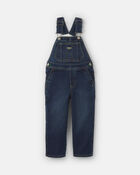 Tout-petit - Salopette en denim avec &eacute;lastiques sur les courroies - D&eacute;lav&eacute; fonc&eacute;, image 1 sur 3 diapositives