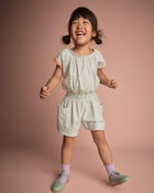Toddler Girl Swing Romper with Pockets in Stripes- Light Blue, image 3 of 6 slides