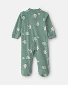 Baby Boy Yeti Fleece 2-Way Zip Sleep & Play Pyjamas - Green, image 2 of 5 slides