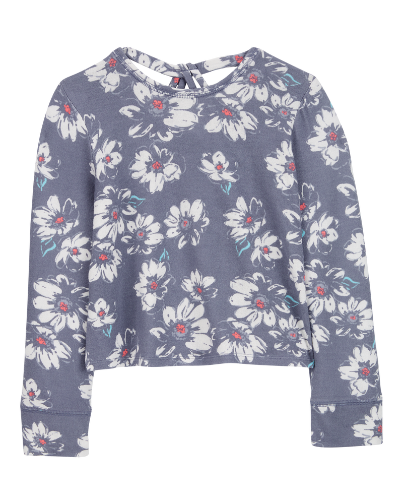 Enfant Haut mode à manches longues en tricot à motifs de fleurs, image 1 sur 4 diapositives