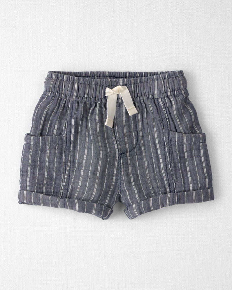 Baby Boy 2-Piece Organic Cotton Gauze Short Set in Cream, image 2 of 7 slides