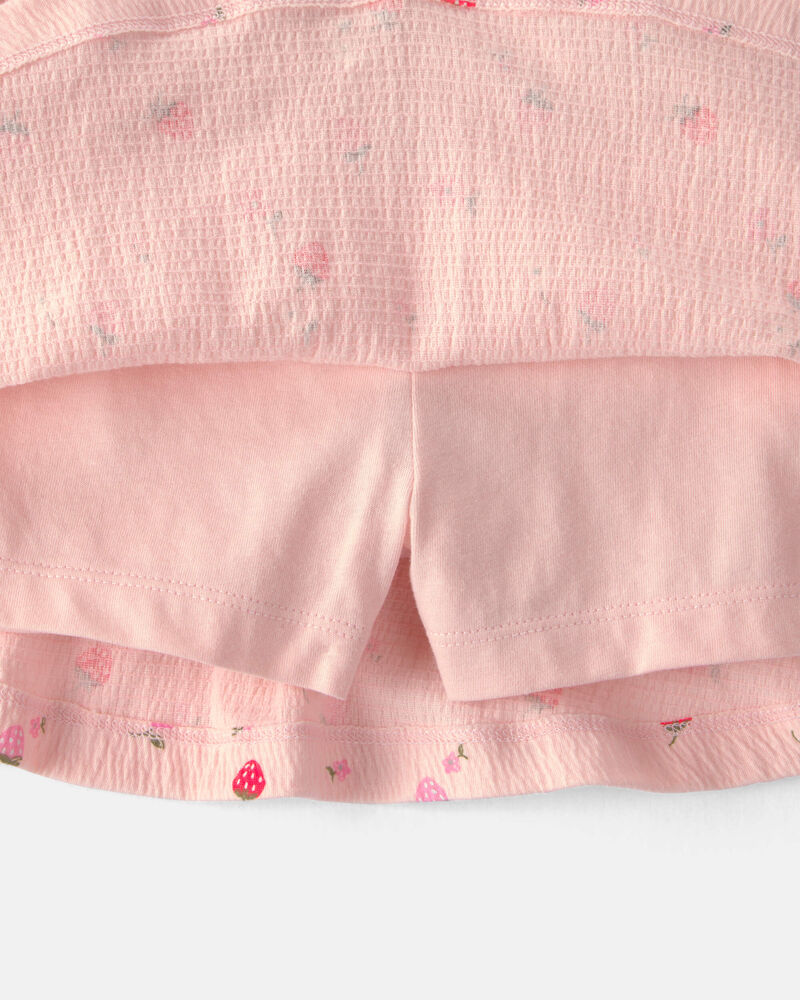 Toddler Girl 2-Piece Strawberry Top & Skort Set - Pink, image 2 of 4 slides