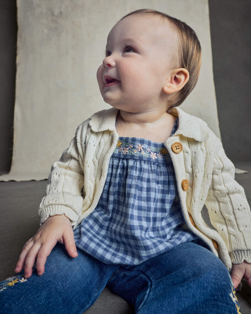 B&eacute;b&eacute; fille - Cardigan &agrave; motif jacquard &ndash; Cr&egrave;me, image 5 sur 6 diapositives