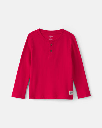 Thermal Long-Sleeve Henley T-Shirt - Red, 