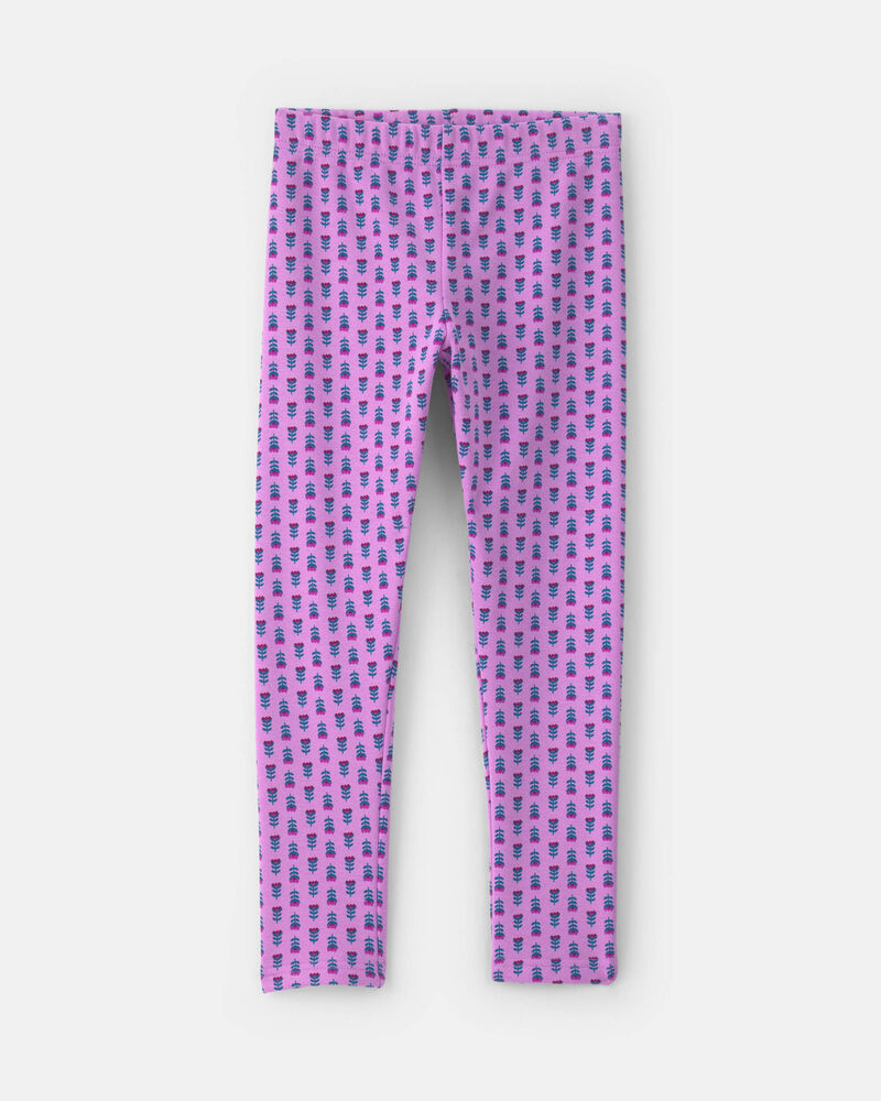 Filles - Legging extensible en molleton &agrave; motif floral &ndash; Mauve, image 1 sur 4 diapositives